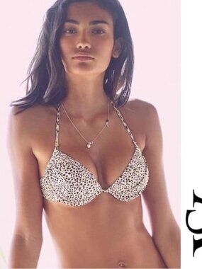 Victoria's Secret | Cheetah Bling "The Tease Halter" Bikini Top | Size 34D